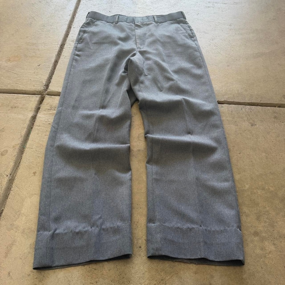 32x30 Grey Baggy Wide Leg Pleated Dress Pants Y2K Grunge 2000s